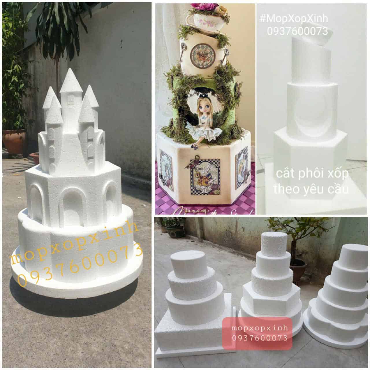 Mốp Xốp Xinh có thực hiện các mẫu bánh nhiều tàng cỡ lớn theo yêu cầu.